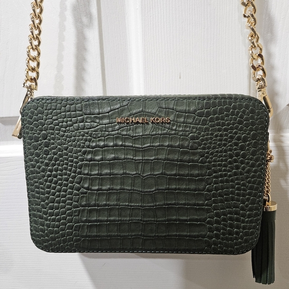 Michael Kors Handbags - Michael Kors Amazon Green Crocodile Embossed Crossbody Bag - NWT